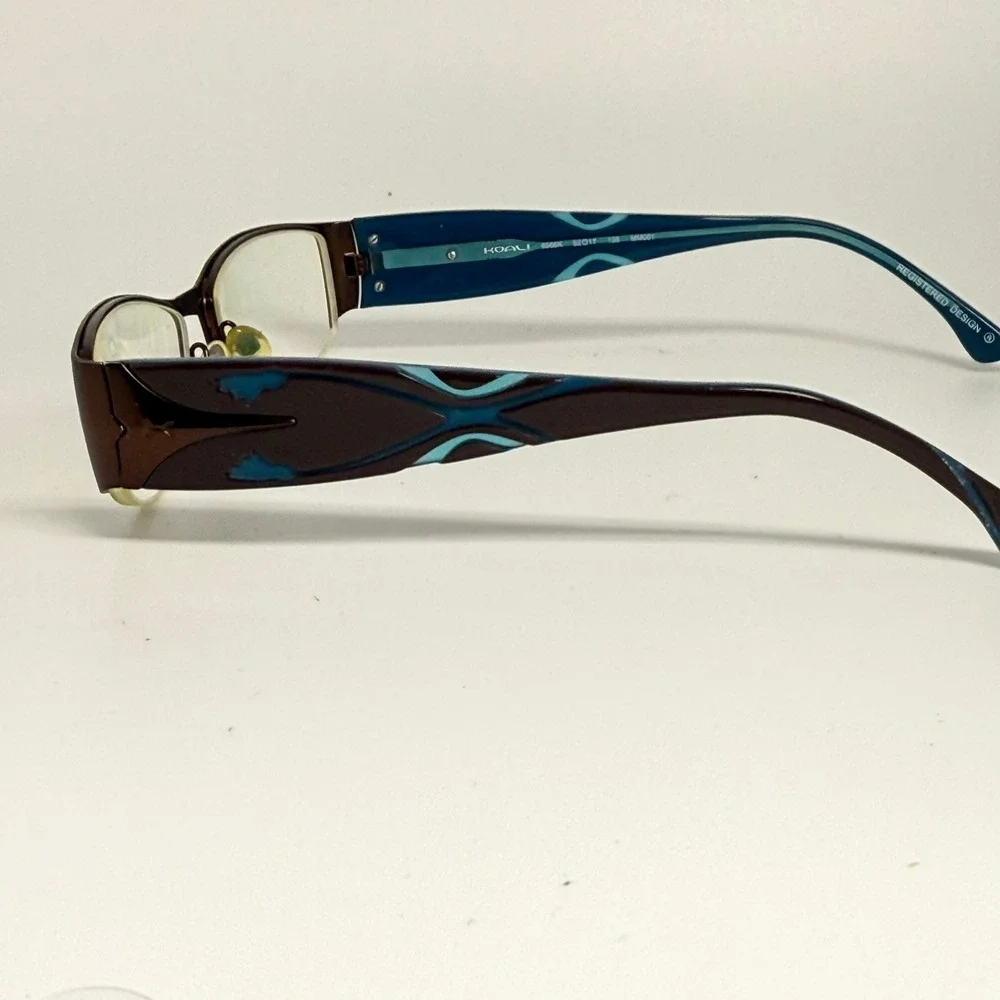 Koali Morel France 6566K Brown Teal Semi Rimless  Eyeglass Frames 52-17